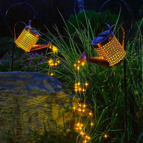 X2 Adorno Regadera Decorativa Para Jardin Exterior Solar Amarillo Cálido