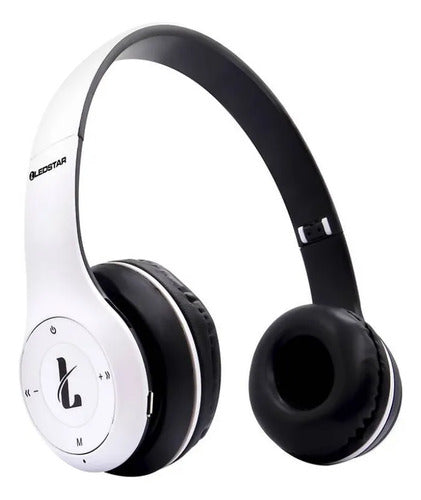 Auricular Bluetooth Tf Aux 3.5 Micrófono Vincha Ajustable Blanco