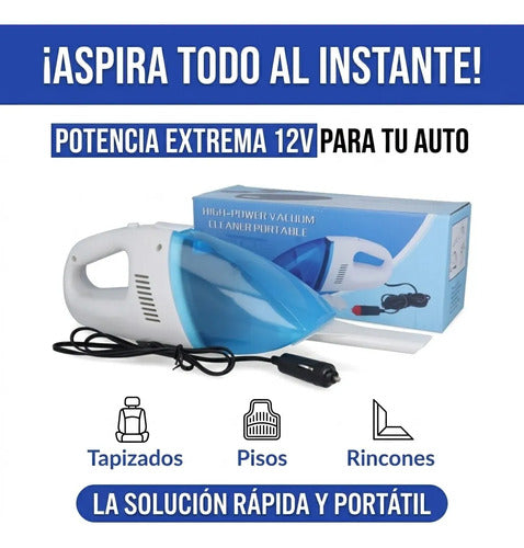 Aspiradora Portatil Para Auto 12v De Mano Con Cable Compacta Azul Marino