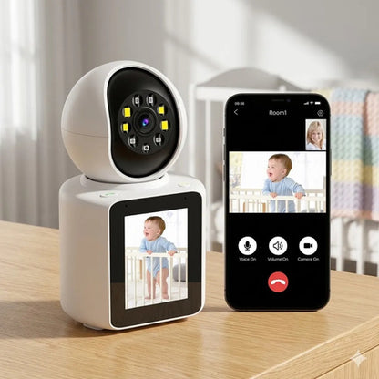 Camara Seguridad Baby Call Wifi Pantalla Audio Ios Android Blanco