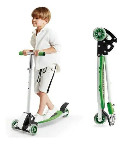Monopatín Scooter Infantil Plegable Aluminio Freno Trasero Verde