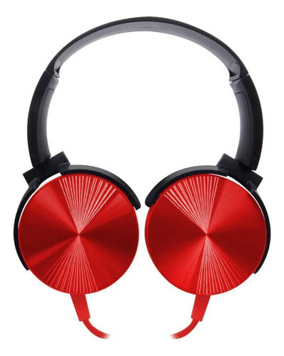 Auriculares Estéreo Cable 3.5 Micrófono Manos Libres Rojo Rojo