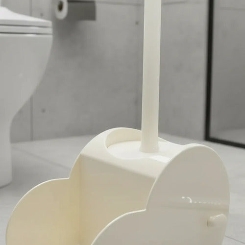 Escobilla Cepillo Inodoro Baño Base Soporte Limpieza 40cm Crema