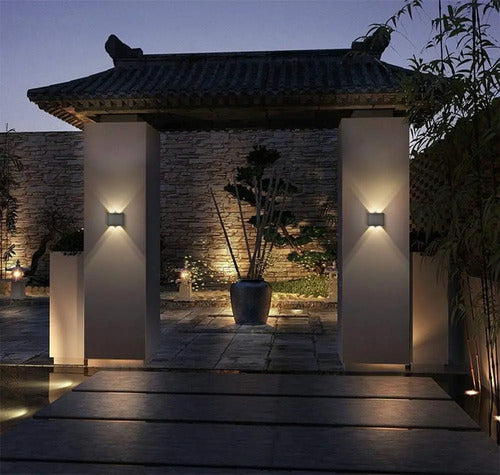 Set X4 Aplique Pared Bidireccional Lampara Exterior 2 Luces