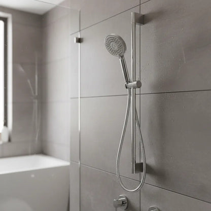 Duchero Manual Baño Barra Soporte Manguera Ajustable Lluvero Plateado Cromado
