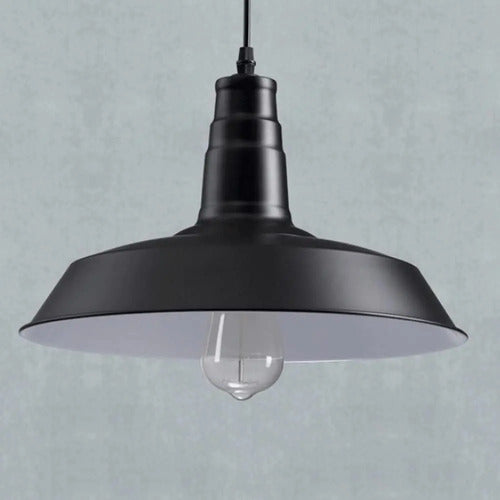 Lampara Colgante Techo Metalica Negra Estilo Vintage Retro Negro