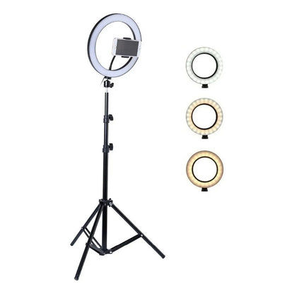 Aro Luz Led 26cm Mas Tripode Flexible 2m Soporte 3 Niveles