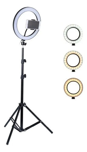 Anillo Aro Luz Led Con Tripode Flexible 2m Soporte 3 Niveles Negro Blanco