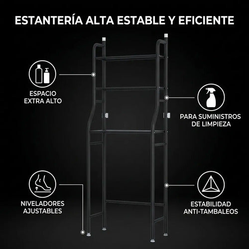 Organizador De Ducha De Pared Para Baño Con 3 Estantes De Metal Negro