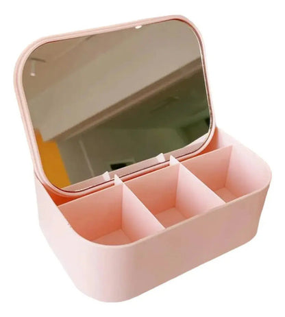 Caja Organizador Cosmeticos Maquillaje Accesorios Con Espejo Varios