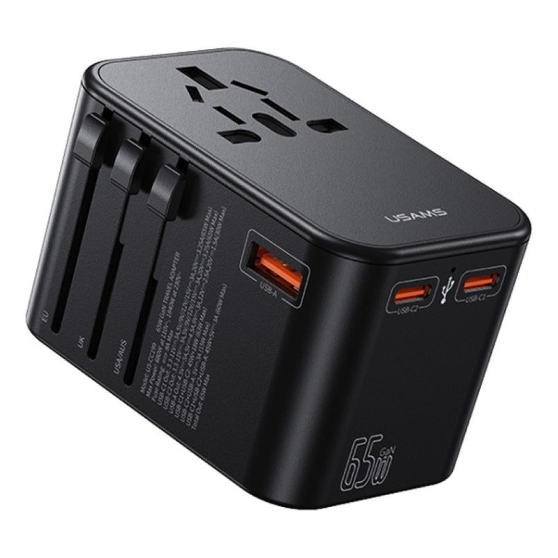 Cargador De Viaje 65w 2 Usb Tipo C + Usb Negro