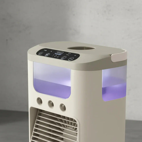 Ventilador Portatil Humidificador Agua Hielo Usb 560 Mls Rgb Beige