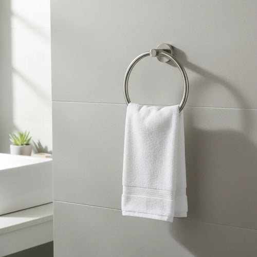 Toallero Soporte Aro Anillo Porta Toalla Baño 16,5cm Pared Plateado