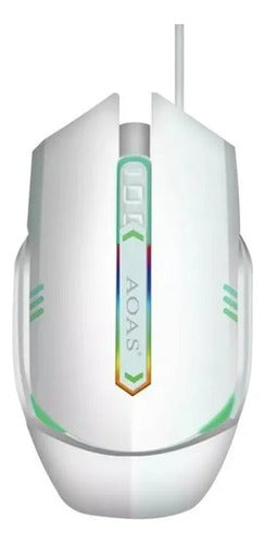 Mouse Optico Gamer Usb Luces Rgb Multiples Raton Pc Laptop Blanco