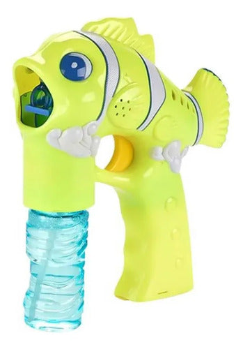 Lanza Burbujas Automático Pez Luces Música Juguete Infantil Verde