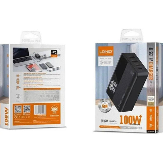 Cargador De Pared 100w Gan Con Carga Rapida 2 Usb + Tipo C