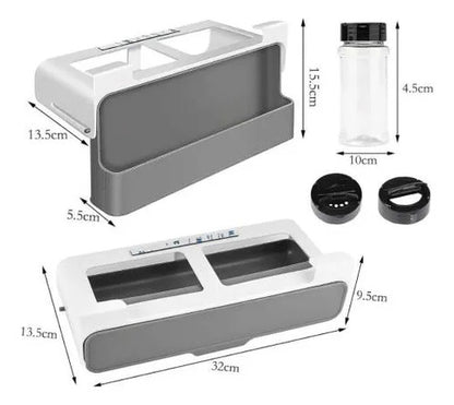 Organizador Estante Adhesivo Especias Cocina Set X6 Frascos Gris