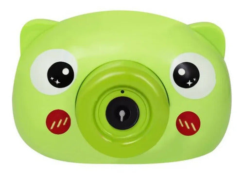Cámara Lanza Burbujas Rana Infantil Automática Con Correa Verde
