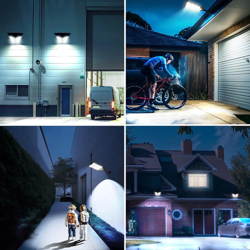 Foco Solar Reflector Led Exterior Sensor De Movimiento 80w Negro Blanco