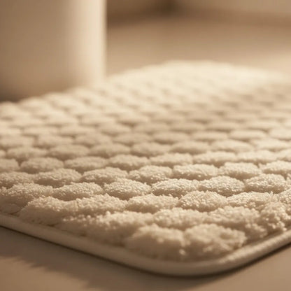 Alfombra Tapete Suave Felpa Antideslizante Baño Rectangular Crema