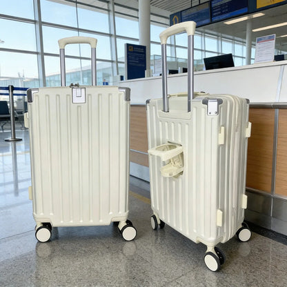 Valija Viaje Rigida 4 Ruedas Colores Puerto Usb 24 Pulgadas Blanco Rayas