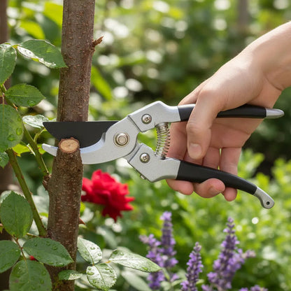 Tijera De Podar Corte Ramas 20cm Jardinería Bloqueo Poda Gris