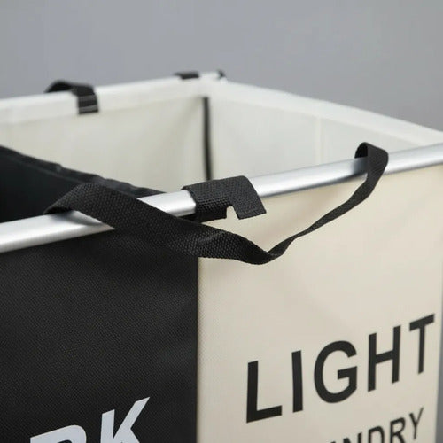 Canasto Cesto Ropa Plegable Separador Tela Metalico Doble Blanco Con Negro Dark / Light Laundry