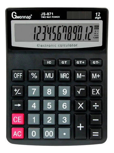 Calculadora Grande Escritorio Oficina 12 Digitos Solar Pilas Negro