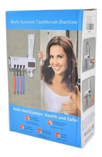 Dispensador Pasta Dental Esterilizador Uv Cepillos Plástico Blanco
