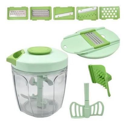 Multiprocesador Picador Manual Cuchilla Intercambiable 900ml Verde