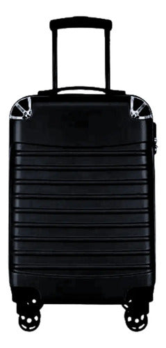 Valija Viaje Mediana Rigida Expandible 4 Ruedas 360 25 PuLG Negro Rayas