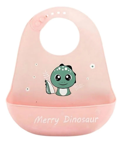 Babero Para Bebe De Silicona Recolector Con Bolsillo Animales Varios Unico