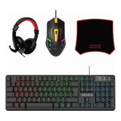 Combo Teclado Mouse Auricular Y Mousepad Con Cable  Gamer