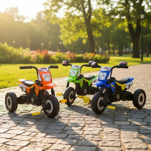 Triciclo Moto Infantil Pedales Con Luces Música Baúl Trasero Azul
