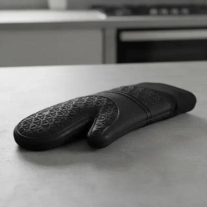 Guante Manopla X2 Silicona Negro Horno Doble Capa Aislante Negro X2