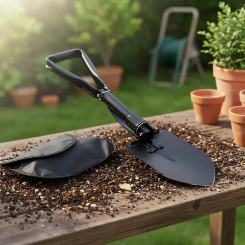 Pala Plegable Acero Camping Jardin Funda Militar Camping 58c Negro