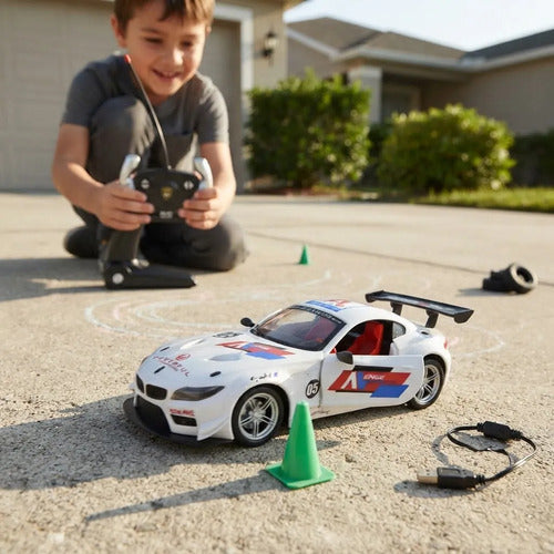 Auto Rc Recargable Luces Puertas Abribles Control Usb Blanco Blanco