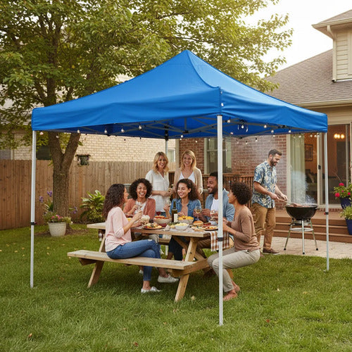 Lona Pared Gazebo 3 Lados Oxford 210 Toldo Lateral Poliester Azul