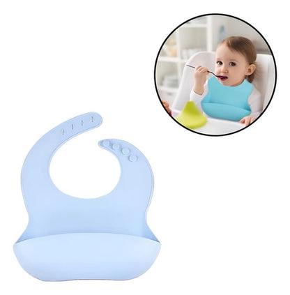 Babero Bebe De Silicona Recolector Con Bolsillo Liso Varios Unico