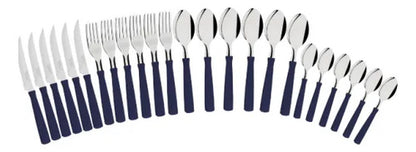Juego/set De Cubiertos New Kolor X24 Mango Plastico Mesa Azul