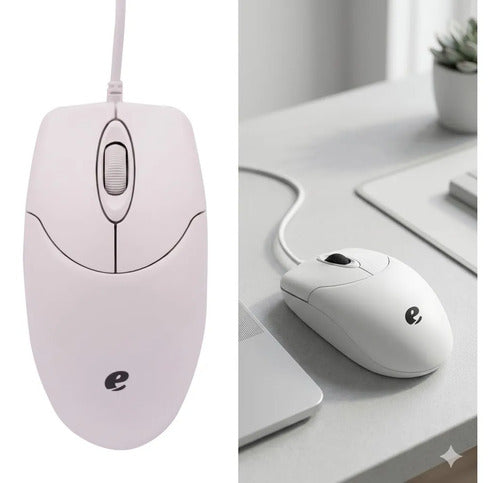 Mouse Optico Cableado Usb Computadora Pc Mac Laptop Oficina Blanco