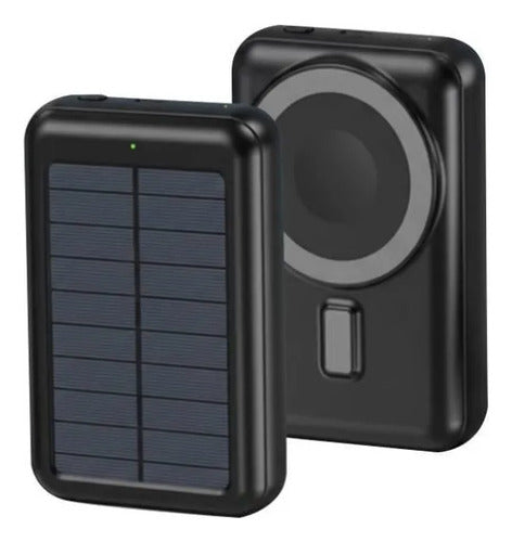 Cargador Portatil Solar Inalambrico 10000 Mah Tipo C Android Negro