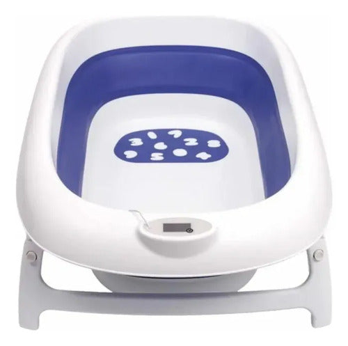 Bañera Plegable Con Termómetro Azul Azul Lisa