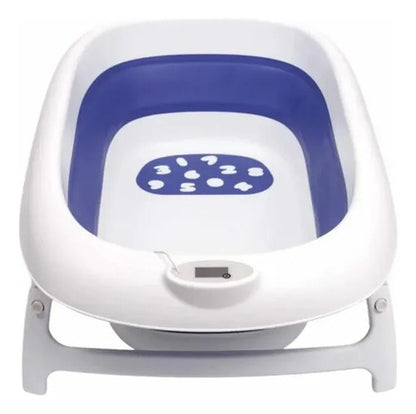 Bañera Plegable Con Termómetro Azul Azul Lisa