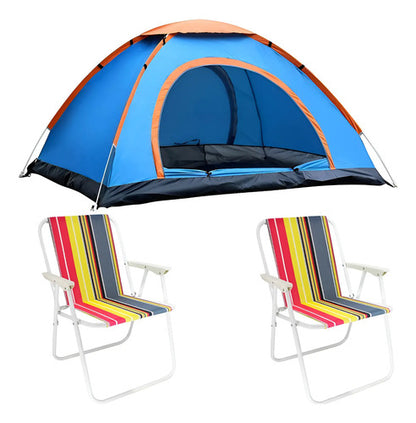 Carpa 6 Personas Iglu 200x250cm + 2 Sillas Playeras Plegable Varios