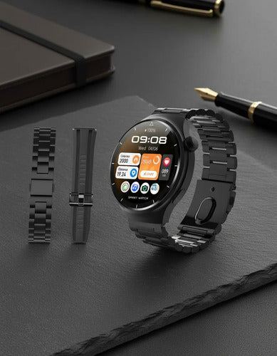 Reloj Inteligentes Pantallas Amoled Mallas Android Ios Reloj Negro Mate / Gris Espacial Aleación De Zinc Doble Estilo Eslabones Negro/silver Negro / Metalizado A Tono Con La Caja