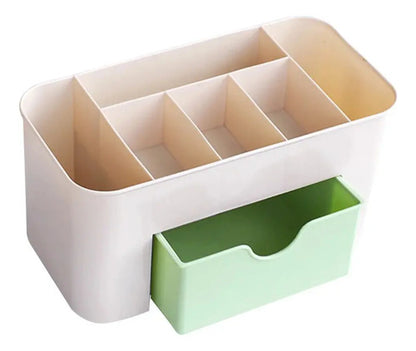 Organizador Para Maquillaje Cosmeticos Accesorios Plastico Beige Con Verde