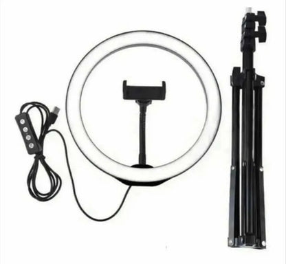 Aro De Luz Anillo Led 26 Cm Con Trípode 2 Mts Selfie Flash Blanco 26cm