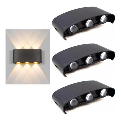 Set X3 Foco Pared Aplique Exterior Luminaria Bidireccional