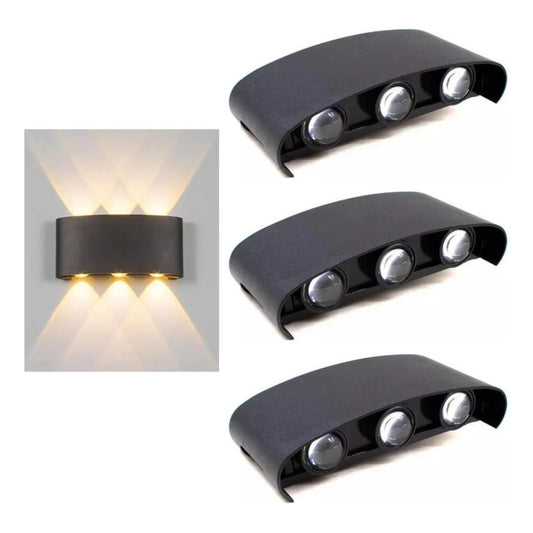 Set X3 Foco Pared Aplique Exterior Luminaria Bidireccional